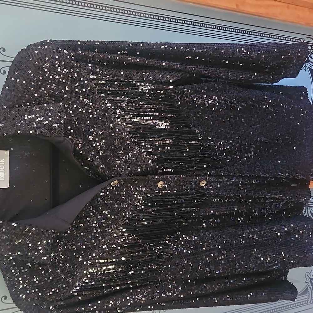 Sequin Fringe Jacket - Black - Picture 2 of 5